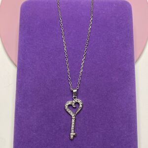 💛 Classic 925 CZ Heart Key Necklace